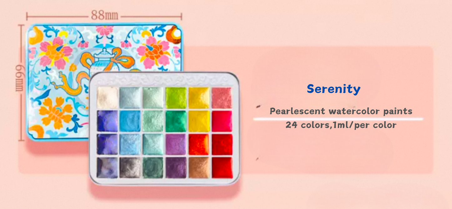 pearlescent watercolor paints 24 color
