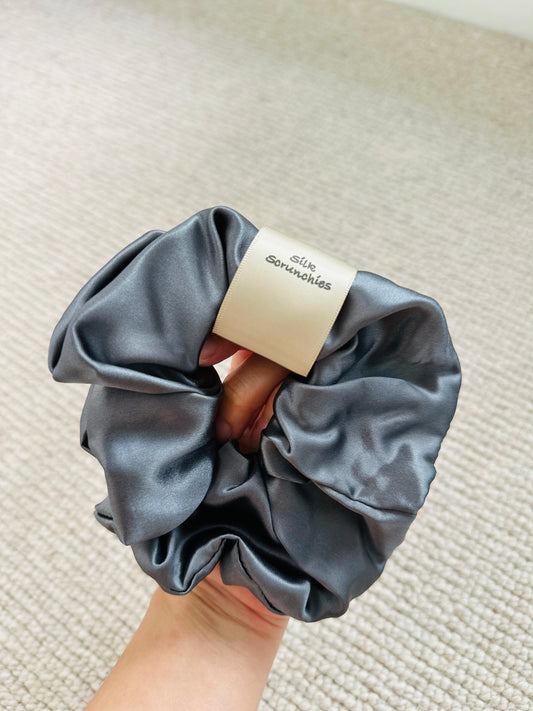 Silk hair scrunchies , Grey