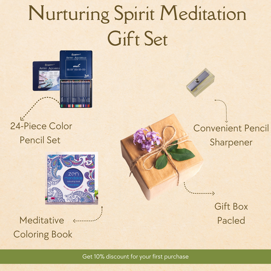 including color pencil, coloring book and gift box